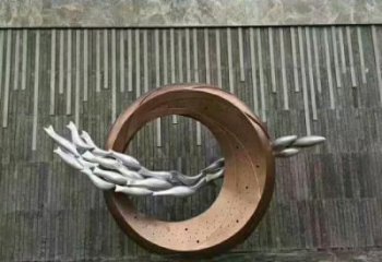 商场鱼跨环雕塑厂家 中式室内小品 酒店拉丝鱼跨环雕塑
