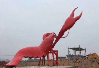 喷漆大虾雕塑厂家 卡通广场小品 草地切面大虾雕塑