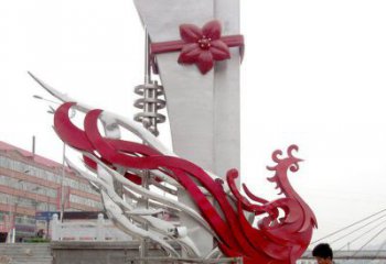 几何龙凤呈祥雕塑厂家 中式户外摆件 