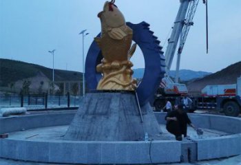 别墅鲤鱼跳龙门雕塑厂家 户外现代喷漆小品 