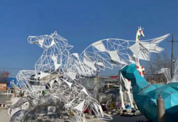 游乐场花片马雕塑厂家 户外创意摆件 大型镂空花片马雕塑