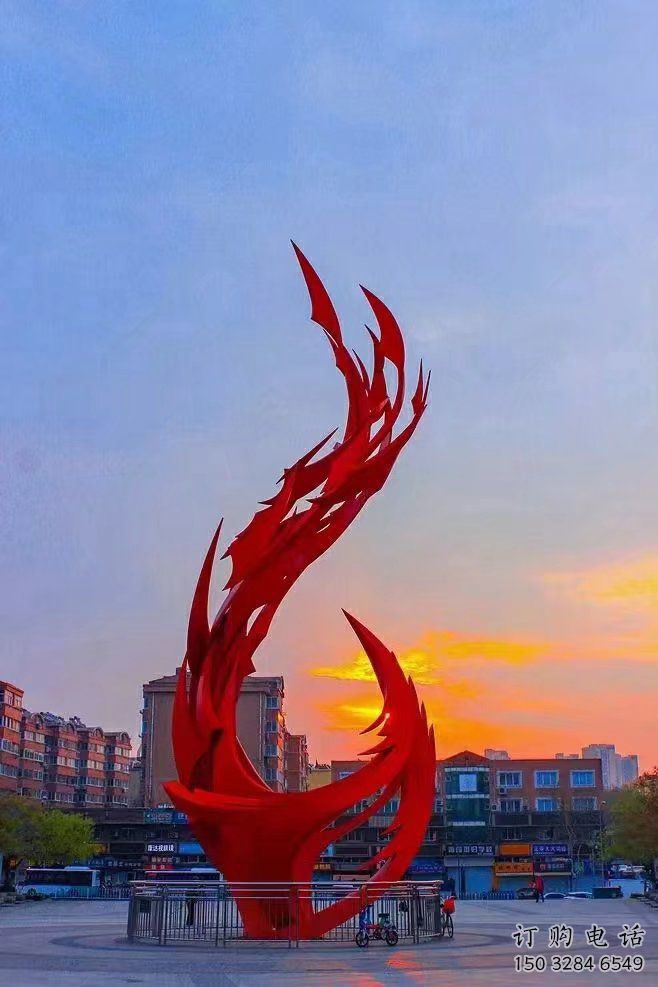 几何凤凰雕塑厂家 中式烤漆摆件 户外现代凤凰雕塑