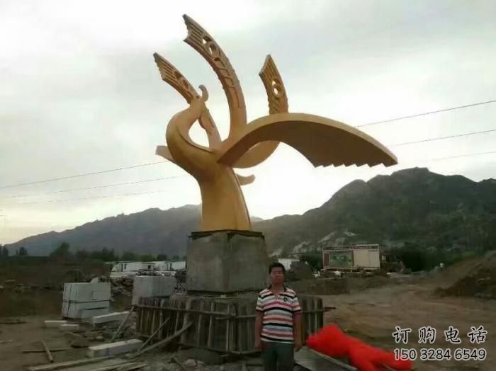 公园凤凰雕塑厂家 中式喷漆小品 风景区仿古凤凰雕塑