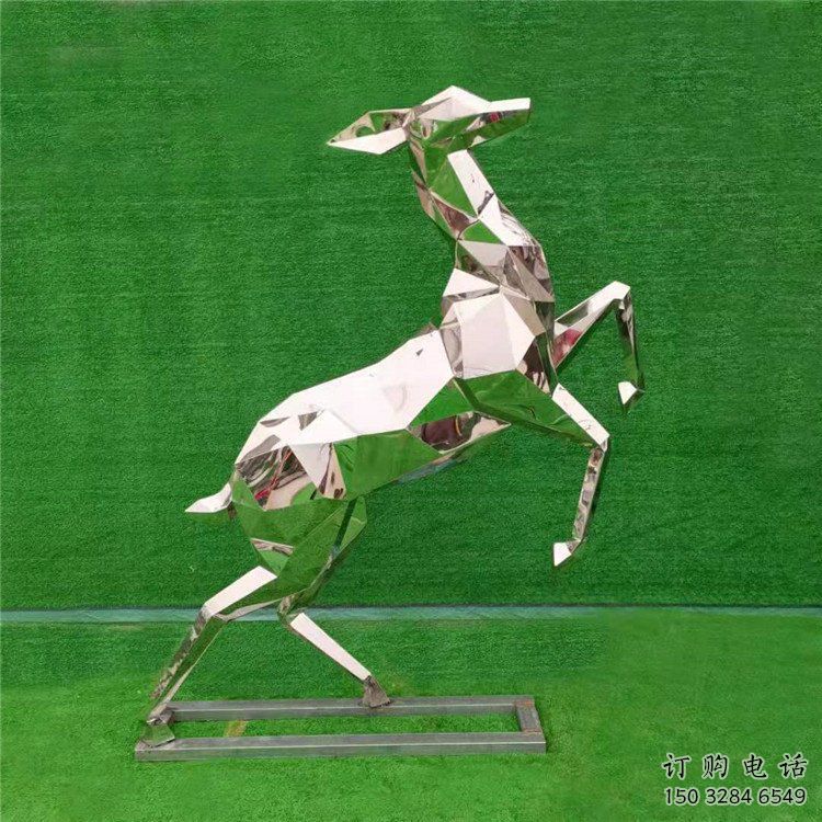 商场小鹿雕塑厂家 中式创意小品 户外拉丝小鹿雕塑