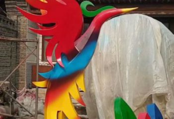 街道凤凰雕塑厂家 创意村口小品 大型拉丝凤凰雕塑