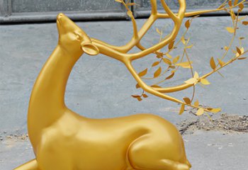 彩绘小鹿雕塑厂家 卡通喷漆小品 草地抽象小鹿雕塑
