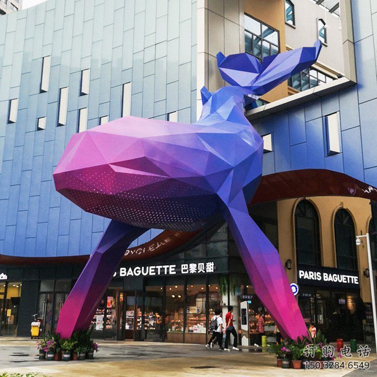 切面鲸鱼雕塑厂家 现代抽象摆件 商场几何鲸鱼雕塑