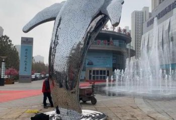 锻造鲸鱼雕塑厂家 抽象镜面摆件 广场哑光鲸鱼雕塑