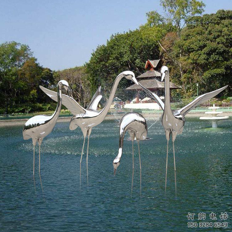 商业街仙鹤雕塑厂家 大型户外摆件 步行街异形仙鹤雕塑