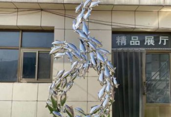 镜面鱼群雕塑厂家 现代公园摆件 游乐场异形鱼群雕塑