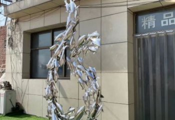 商业街鱼群雕塑厂家 大型现代摆件 步行街异形鱼群雕塑