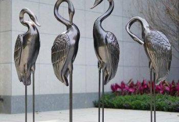 公园鹤雕塑厂家 中式哑光小品 风景区仿古鹤雕塑