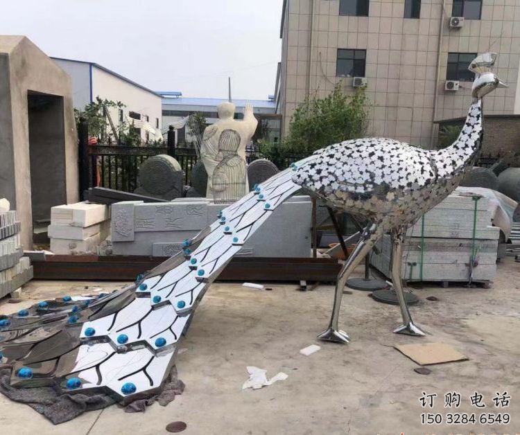 镜面孔雀雕塑厂家 现代广场摆件 户外异形孔雀雕塑