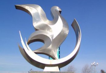 商场和平鸽雕塑厂家 中式户外小品 抽象拉丝和平鸽雕塑