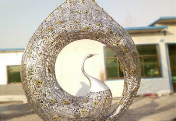 镂空孔雀雕塑厂家 现代抽象摆件 户外切面孔雀雕塑