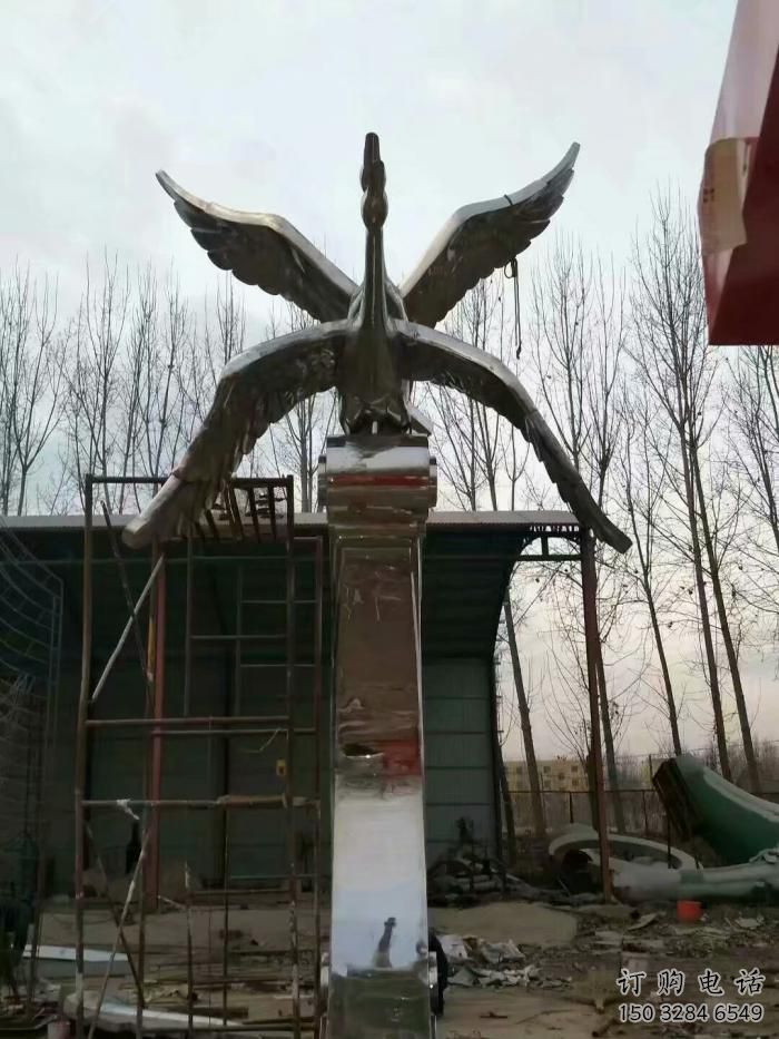 几何大雁雕塑厂家 中式抽象摆件 大型切面大雁雕塑