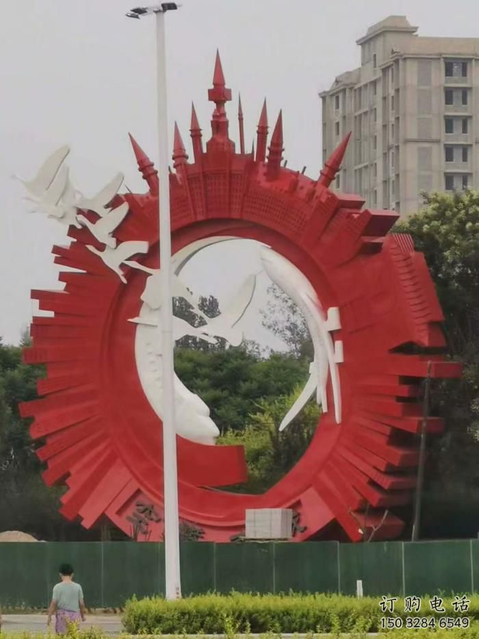 彩绘大雁雕塑厂家 卡通喷漆小品 草地切面大雁雕塑