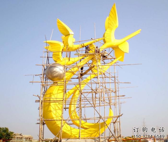 庭院大雁雕塑厂家 欧式仿真摆件 户外喷漆大雁雕塑