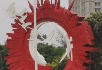 彩绘大雁雕塑厂家 卡通喷漆小品 草地切面大雁雕塑