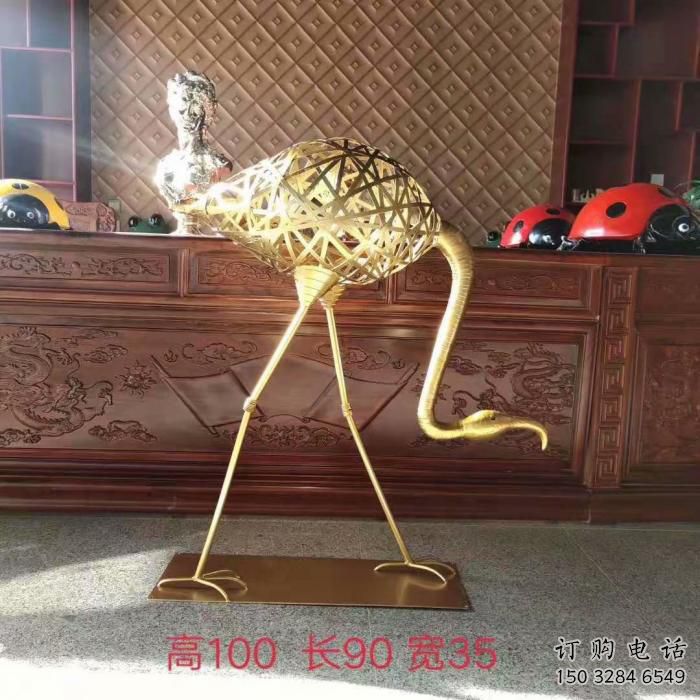 抽象火烈鸟雕塑厂家 创意村口摆件 玄关彩绘火烈鸟雕塑