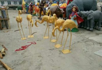 商业街火烈鸟雕塑厂家 大型公园摆件 步行街异形火烈鸟雕塑
