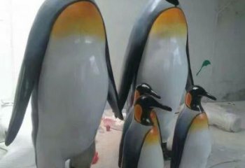别墅企鹅雕塑厂家 卡通喷漆小品 户外彩绘企鹅雕塑