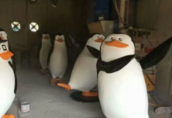 公园企鹅雕塑厂家 中式彩绘小品 风景区仿真企鹅雕塑