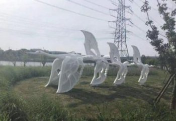 游乐场海鸥雕塑厂家 公园草地摆件 住宅小区镂空海鸥雕塑