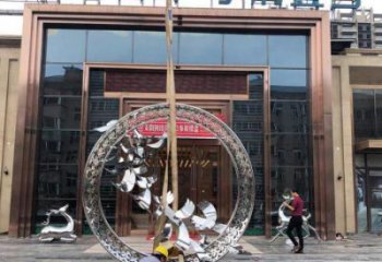 异形海鸥雕塑厂家 公园异形摆件 酒店拉丝海鸥雕塑