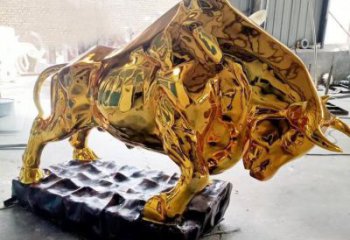 游乐场金牛雕塑厂家 现代电镀摆件 公园广场金牛雕塑