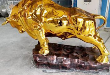 户外金牛雕塑厂家 创意小品 酒店拉丝金牛雕塑