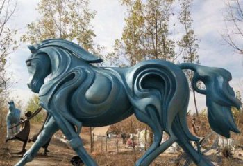 异形骏马雕塑厂家 广场抽象摆件 大型拉丝骏马雕塑