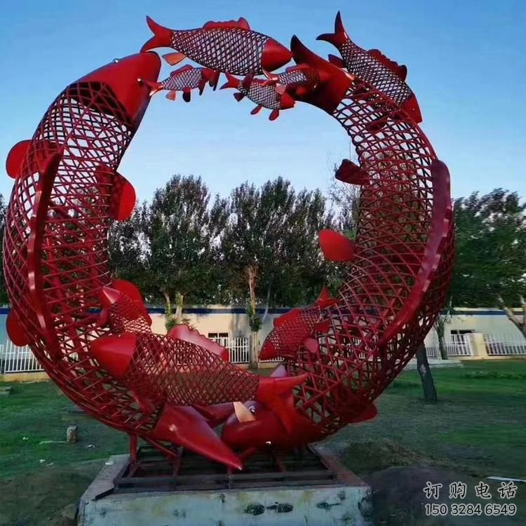 镂空鱼跨环雕塑厂家 现代抽象摆件 户外切面鱼跨环雕塑 镂空鱼跨环雕塑厂家 现代抽象摆件 户外切面鱼跨环雕塑