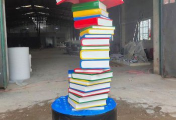 党建书山雕塑厂家 异形烤漆小品 大型不锈钢书山雕塑