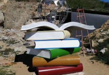 希望书山雕塑厂家 教育校园小品 喷漆不锈钢书山雕塑