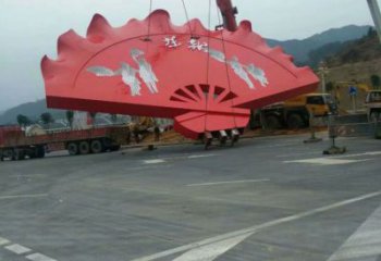 烤漆扇子雕塑厂家 现代公园小品 户外不锈钢扇子雕塑