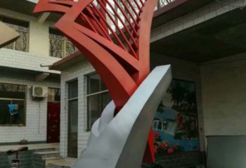 抽象扇形雕塑厂家 烤漆工艺小品 户外不锈钢扇形雕塑