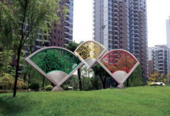 剪影扇形雕塑厂家 现代园林小品 大型不锈钢扇形雕塑
