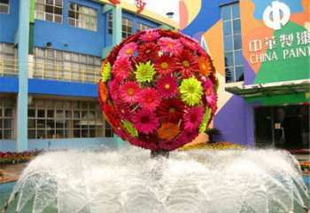 彩绘圆球雕塑厂家 悬空水景摆件 大型不锈钢圆球雕塑