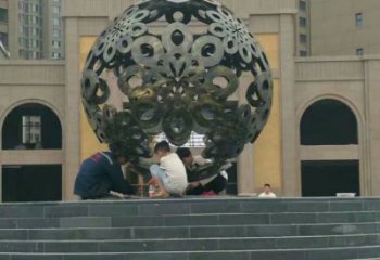 镂空球状雕塑厂家 中式广场小品 户外不锈钢球状雕塑