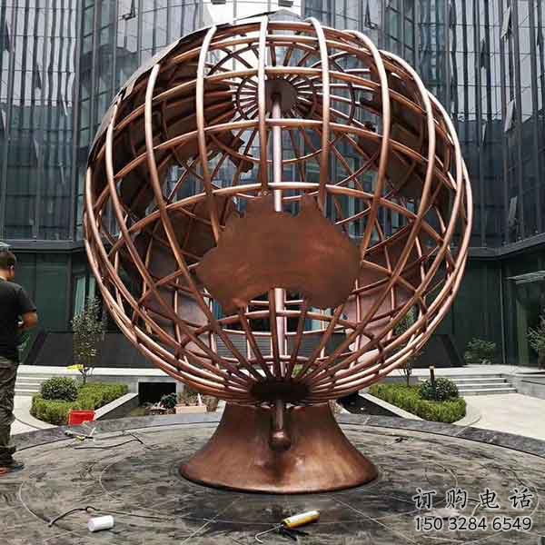 游乐场地球仪雕塑厂家 现代摆件 喷漆不锈钢地球仪雕塑