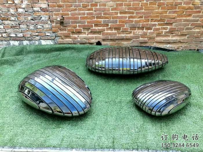 园林鹅卵石雕塑厂家 镜面广场小品 中式不锈钢鹅卵石雕塑
