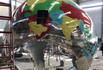 房地产地球仪雕塑厂家 剪影摆件 锻造不锈钢地球仪雕塑