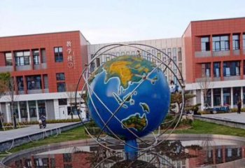 街头地球仪雕塑厂家 大型别墅区摆件 钢管不锈钢地球仪雕塑