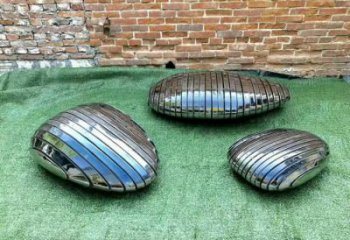园林鹅卵石雕塑厂家 镜面广场小品 中式不锈钢鹅卵石雕塑