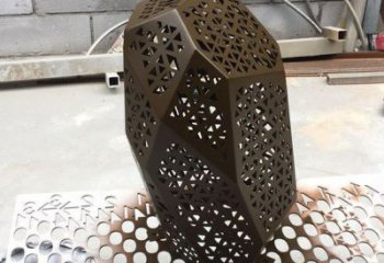 庭院石块雕塑厂家 草地小品 锻造不锈钢石块雕塑
