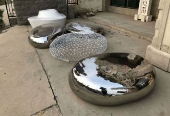 大型鹅卵石雕塑厂家 锻造发光小品 现代不锈钢鹅卵石雕塑