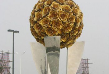 大型花球雕塑厂家 锻造公园小品 户外不锈钢花球雕塑