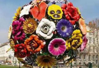 异形花球雕塑厂家 现代公园小品 公园不锈钢花球雕塑