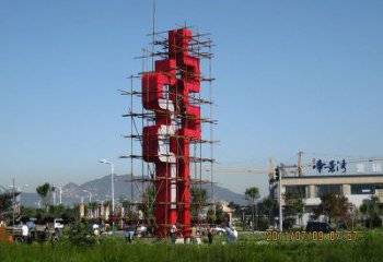 公园甲骨文雕塑厂家 户外摆件 大型不锈钢甲骨文雕塑